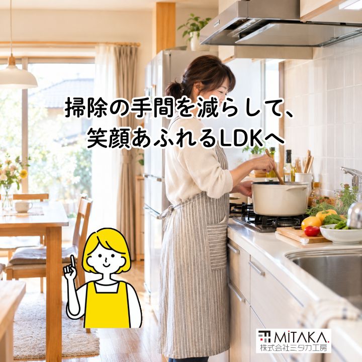 前橋市でキッチンリフォーム！タイルの掃除から解放される秋のLDK提案